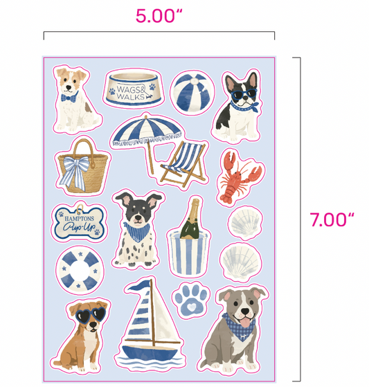 Wags and Walks Hamptons Sticker Sheet