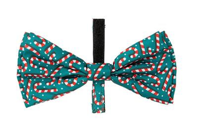 Holiday FuzzYard Bowtie Candy Cane Green L