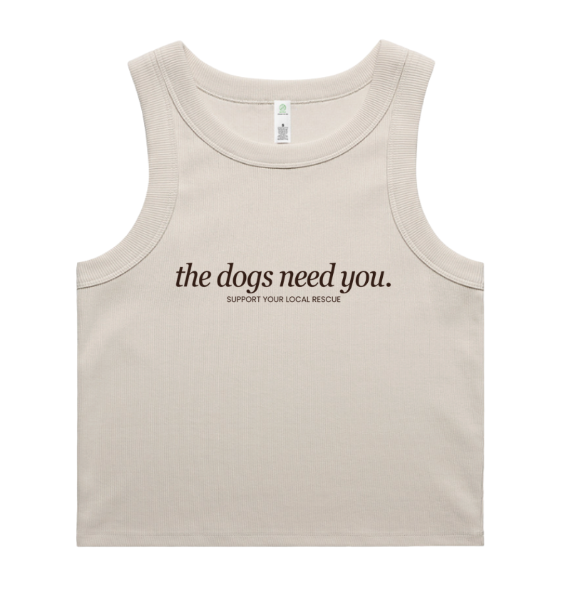 The Dogs Need You Cream Crop Tank
