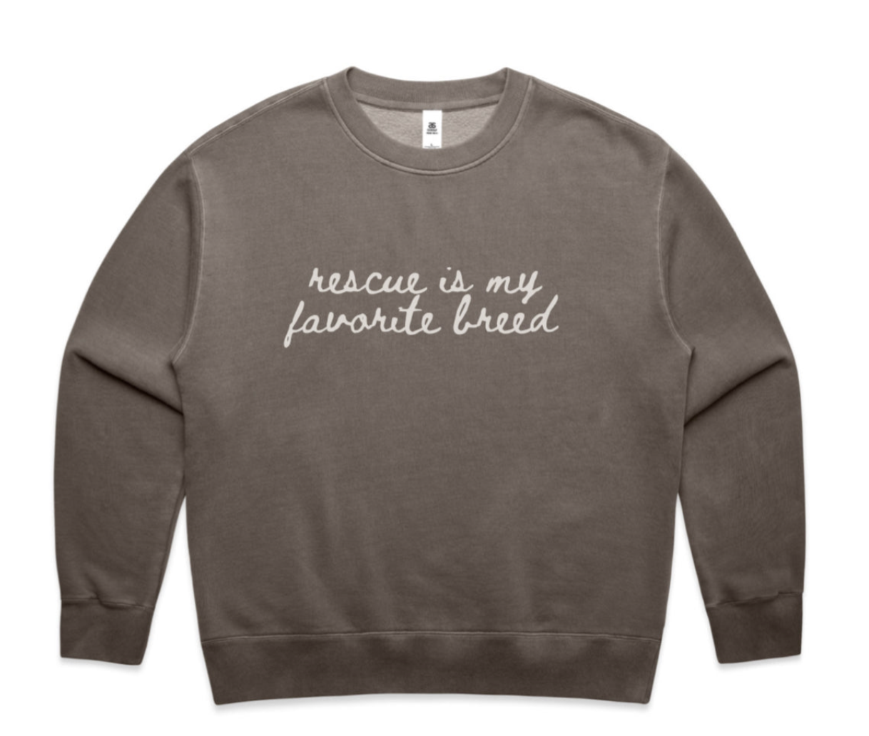Rescue is my Favorite Breed Handwritten Embroidered Crew in Grey