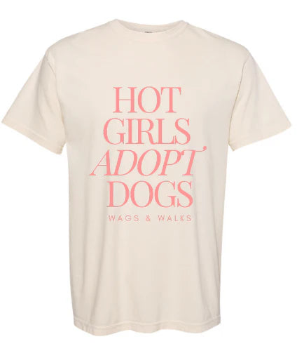 Wags Hot Girls Adopt Dogs Tee in Ivory