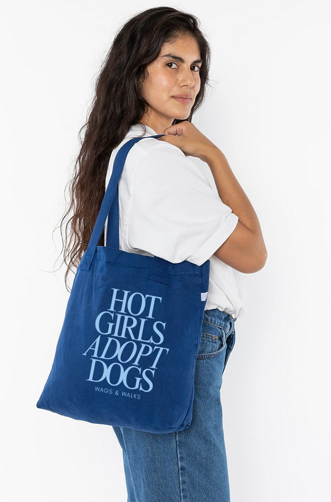 Hot Girls Adopt Dogs Denim Tote